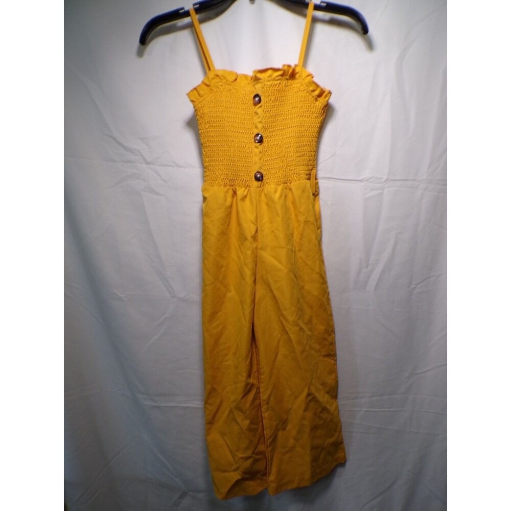 SHEIN Girls Mustard Yellow Smocked Maxi Dress Size 8 Sleeveless Summer